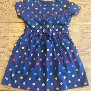 Primary Rainbow Polka Dot Dress, Short Sleeves